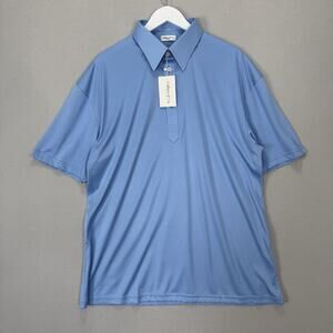 Collars & Co Dress Collar Polo Shirt Mens 2XL Blue Stretch Performance Preppy
